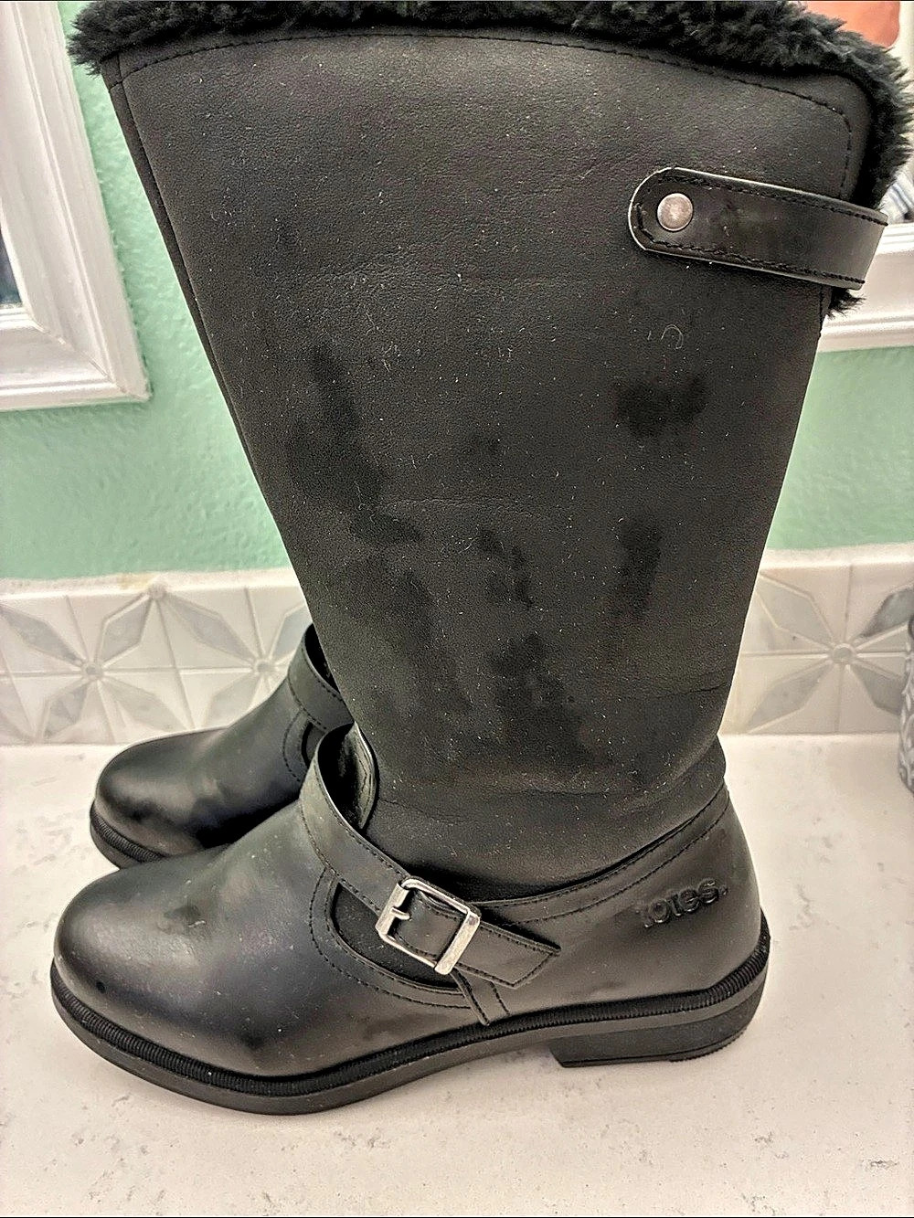 Totes Black Buckle Winter Boots